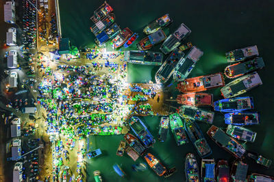 Aerial view of market at harbor