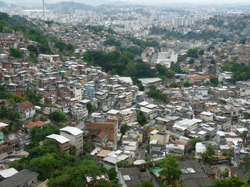 High angle view of buildings in town