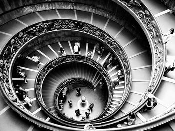 High angle view of spiral stairs