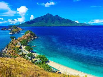 Scenic view of sea against cloudy sky