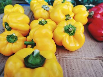 Close-up of multi colored bell peppers