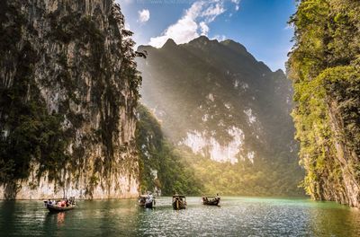 View of boats in lake