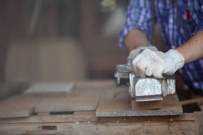 Man working on table