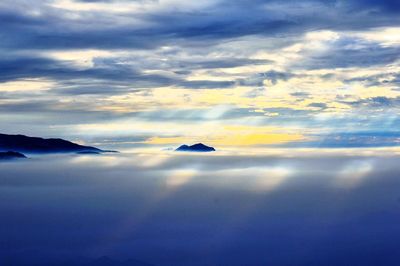 Scenic view of sea against sky at sunset