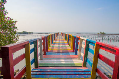 Pier over sea against clear sky