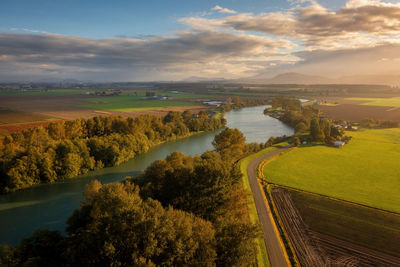 High angle view of landscape against sky