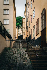 Footpath amidst buildings in city