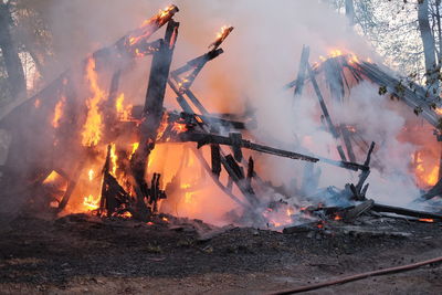 Panoramic view of bonfire