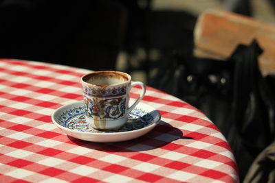 Coffee cup on table