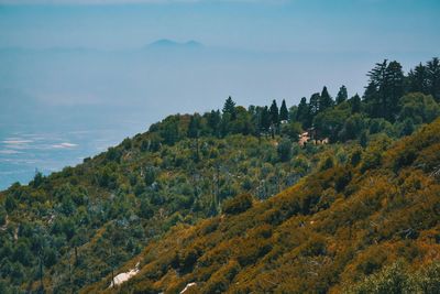 Scenic view of mountains against sky during autumn