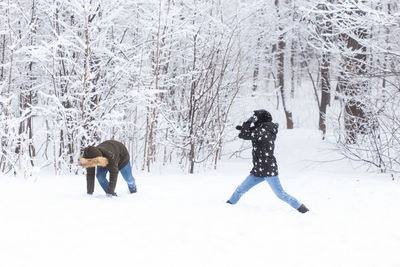 Full length of snow covered field