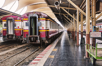 Train at railroad station platform