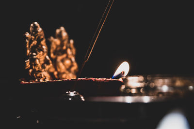 Close-up of lit candles