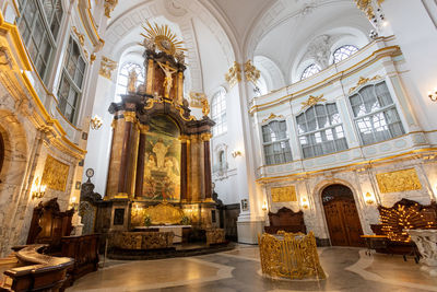 Low angle view of cross in church