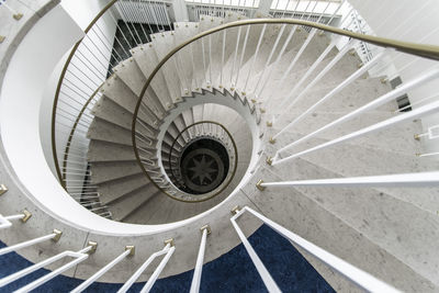 High angle view of spiral staircase