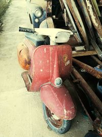 Close-up of abandoned vintage car