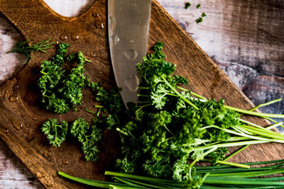 Close-up of vegetables on cutting board