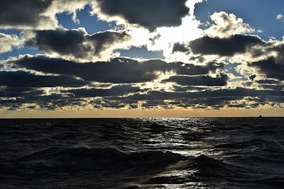 Scenic view of sea at sunset