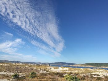 Scenic view of landscape against cloudy sky