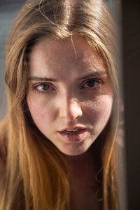 Close-up portrait of a beautiful young woman