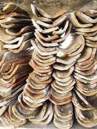 Full frame shot of stack of firewood