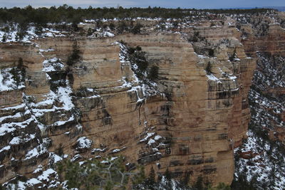 Aerial view of snow covered landscape