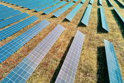 Solar panels farm in the field