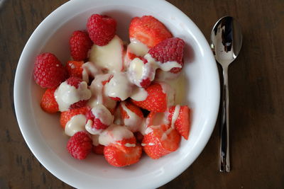 High angle view of breakfast in bowl