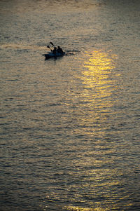 Boat sailing in sea