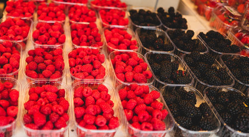 High angle view of berries for sale