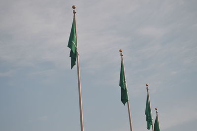 Low angle view of saudi arabia flag against sky