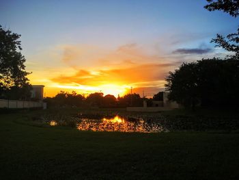 Silhouette of buildings at sunset