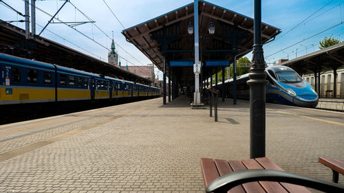 Gdansk poland may 2022 trains at gdansk glowny railway station. polish intercity train. travel