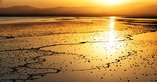 Scenic view of sea during sunset