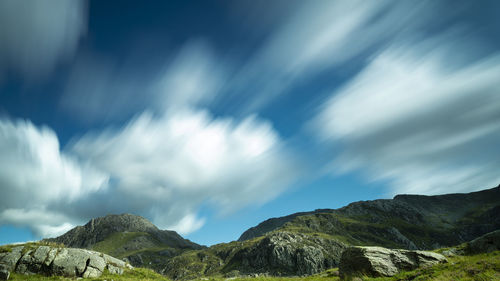 Low angle view of mountain against sky