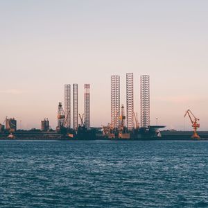 Commercial dock at sunset