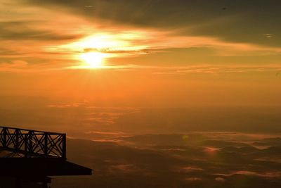 Observation point against cloudy sky during sunset