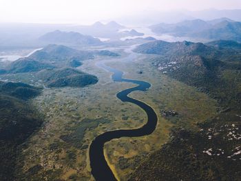 Aerial view of mountain range