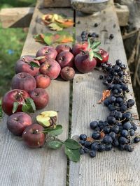 High angle view of fruits on table