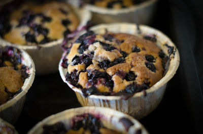 Close-up of blueberry muffins