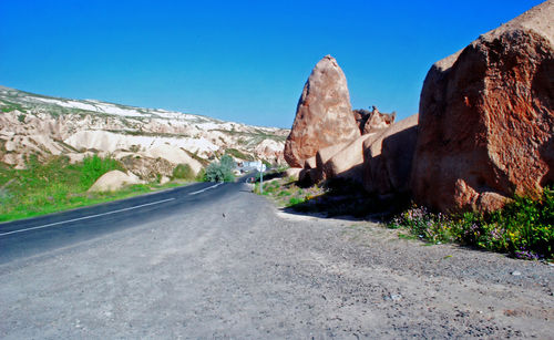 Low angle view of mountain against clear sky