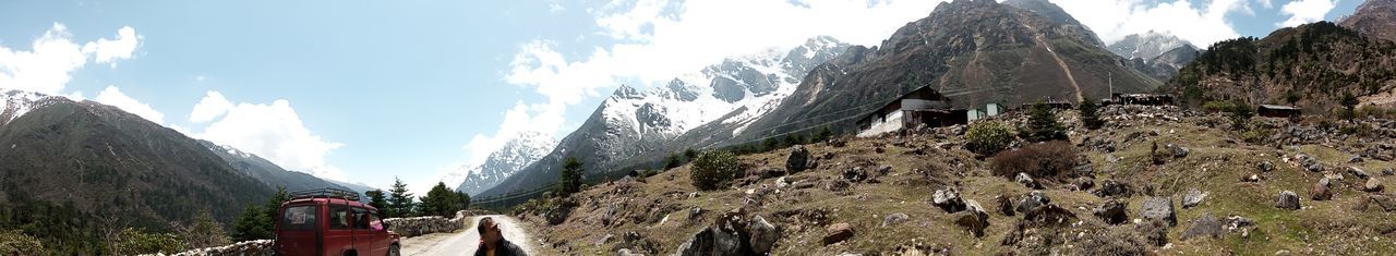 Scenic view of mountains against sky