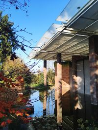 Reflection of bridge in water