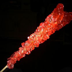 Close-up of red light at night