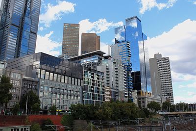 Low angle view of buildings against sky