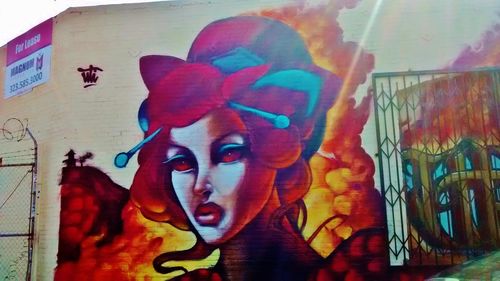 View of multi colored wall