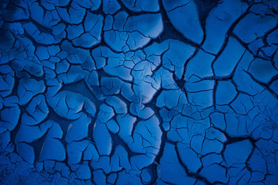 Nature's abstract canvas. blue cracked mud artistry in northern europe