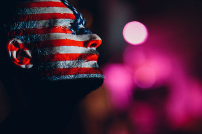 Close-up portrait of multi colored hat