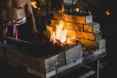 View of burning candles