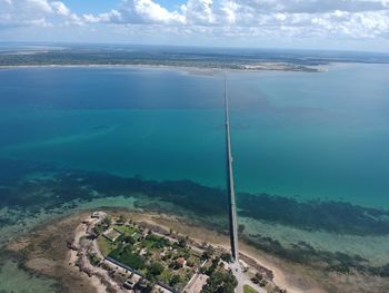 High angle view of sea against sky